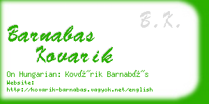 barnabas kovarik business card